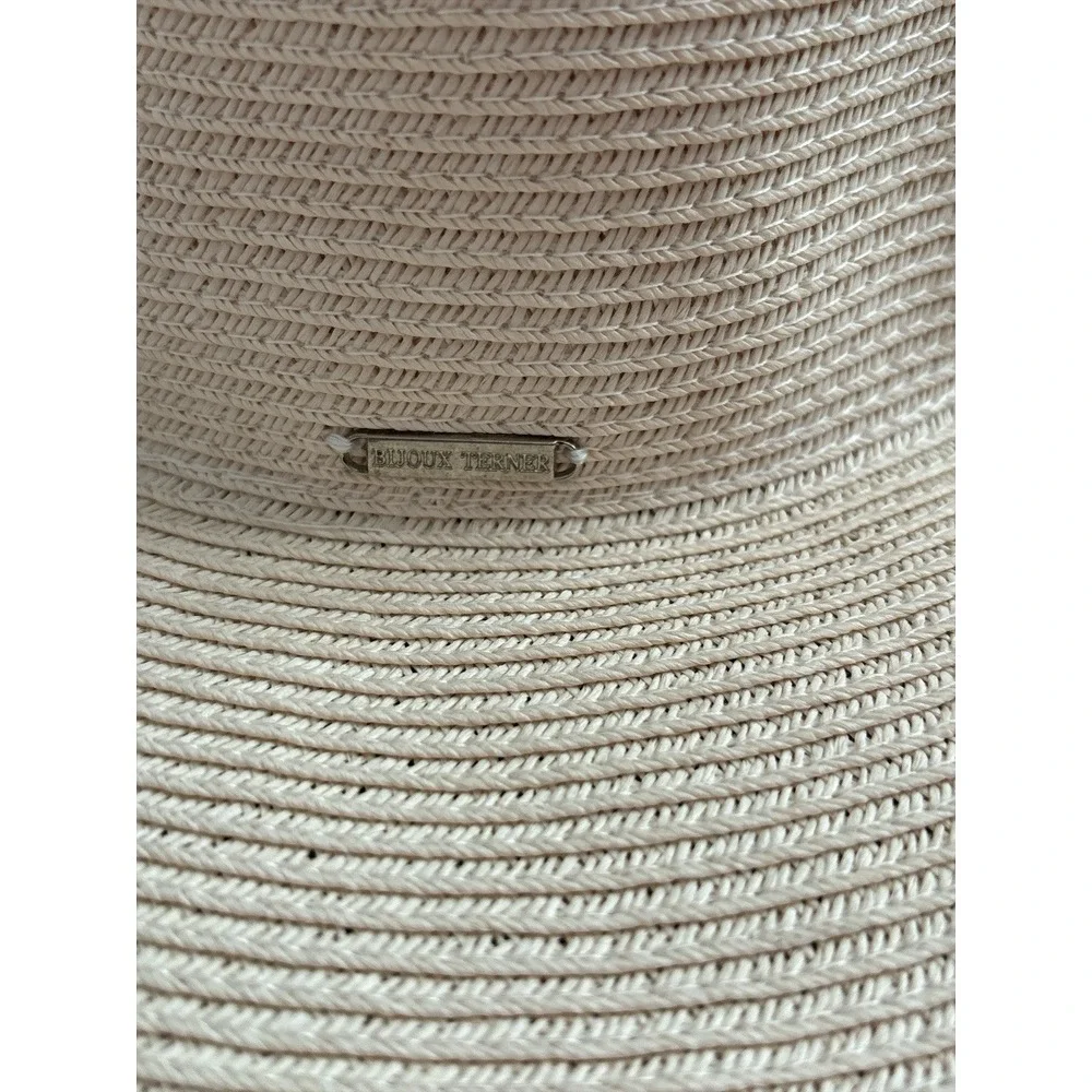Bijoux Terner Summer Sun Hat Wide Brim‎ Frayed Edge Beach Vacation Wear NWT